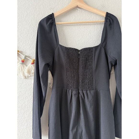 Abercrombie & Fitch Black Long Sleeve Wrap Tie Mini Dress Whimsygoth Coquette XL - Picture 7 of 9